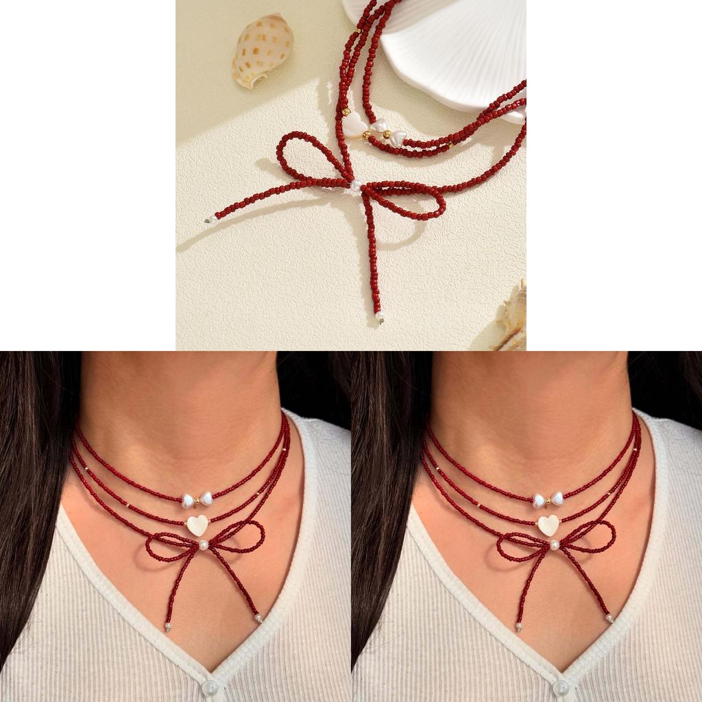 Handcrafted Butterfly Bow Pearl Necklace For Women Summer Fashion Accessory