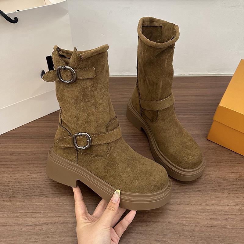 

Новая женская обувь, одинарные ботинки, новые ботинки на толстой подошве с пряжкой, короткие ботинки Dui Dui 40