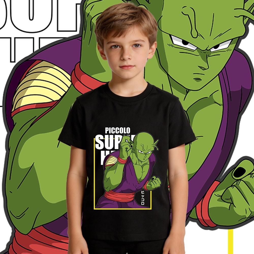Dbz Piccolo Anime Print Cotton T Shirt Kids Boys Girls Casual Short Sleeve Tee Top Soft Breathable Summer Clothes