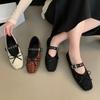 Evening wind bow shallow mouth Mary Jane shoes women's shoes 2025 early spring ballet flat shoes show long legs