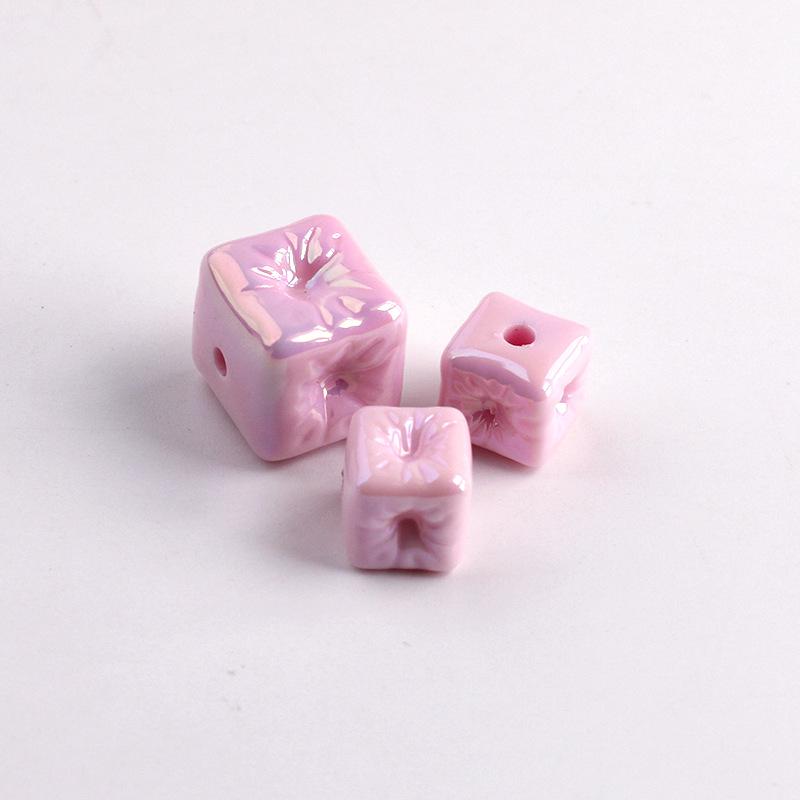 UV Colourful Recessed Square Acrylic Beads - Straight Hole Spacers for DIY Phone Chains Bracelets Jewelry