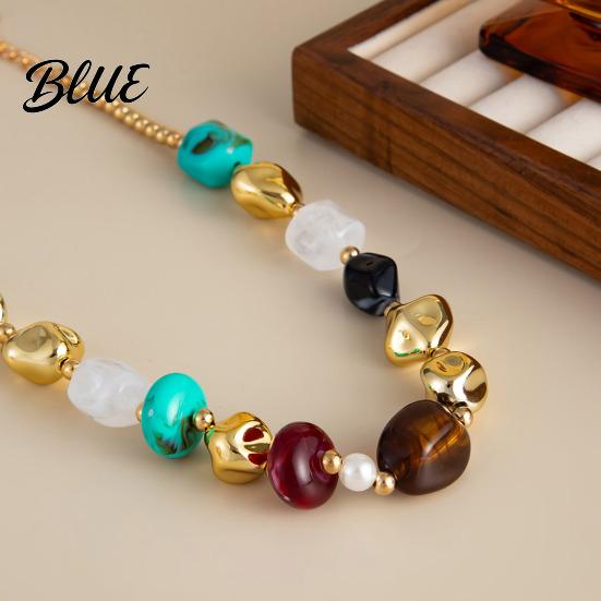 Casual Vacation Necklace Bohemian Necklace Colorful Resin Beaded Choker Retro