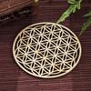 10pcs/lot Flower of Life Natural Symbol Wood Round Edge Circles Carved Coaster For Stone Crystal Set DIY Decor Mats Pads