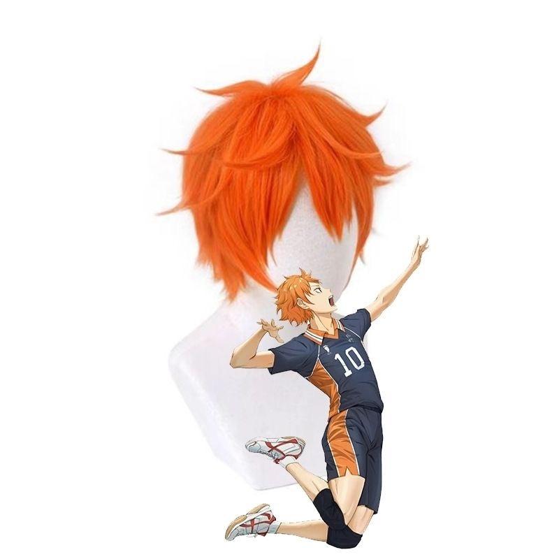 Anime Cosplay Wig, Hinata Shoyo Spiky Orange Short Hair High-Temperature Fiber Synthetic Hairpiece