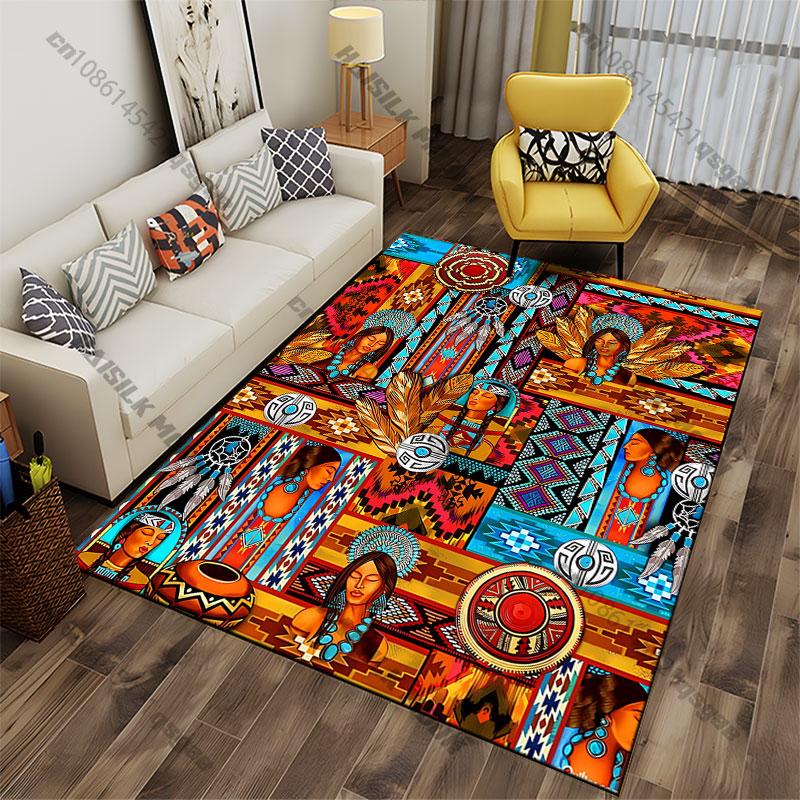 Native art culture vibrant patterns carpet Yoga living room room decor children's crawling mat doormat area rug games mat
