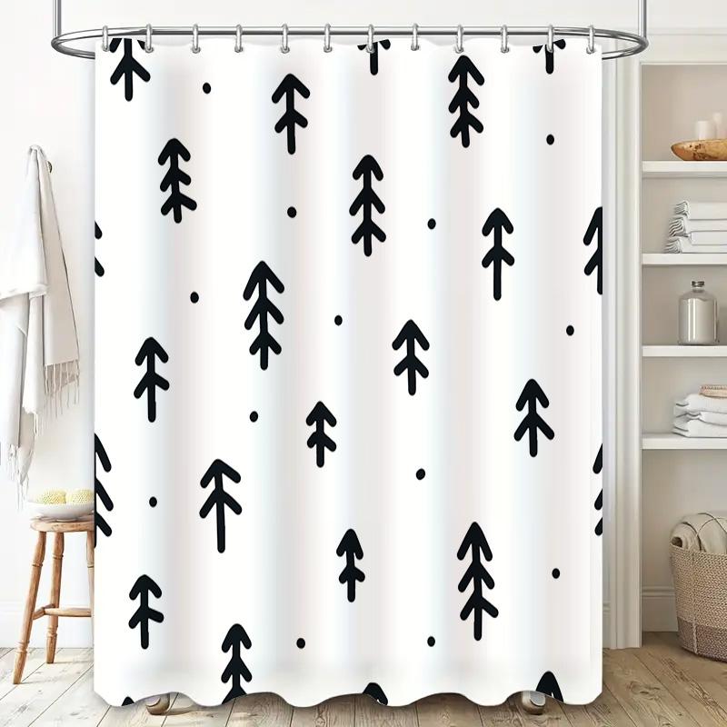 Modern Simple Black Arrow Shower Curtain Waterproof Bath Decoration Home Decor Bathroom Accessories White With Black Arrows Desi