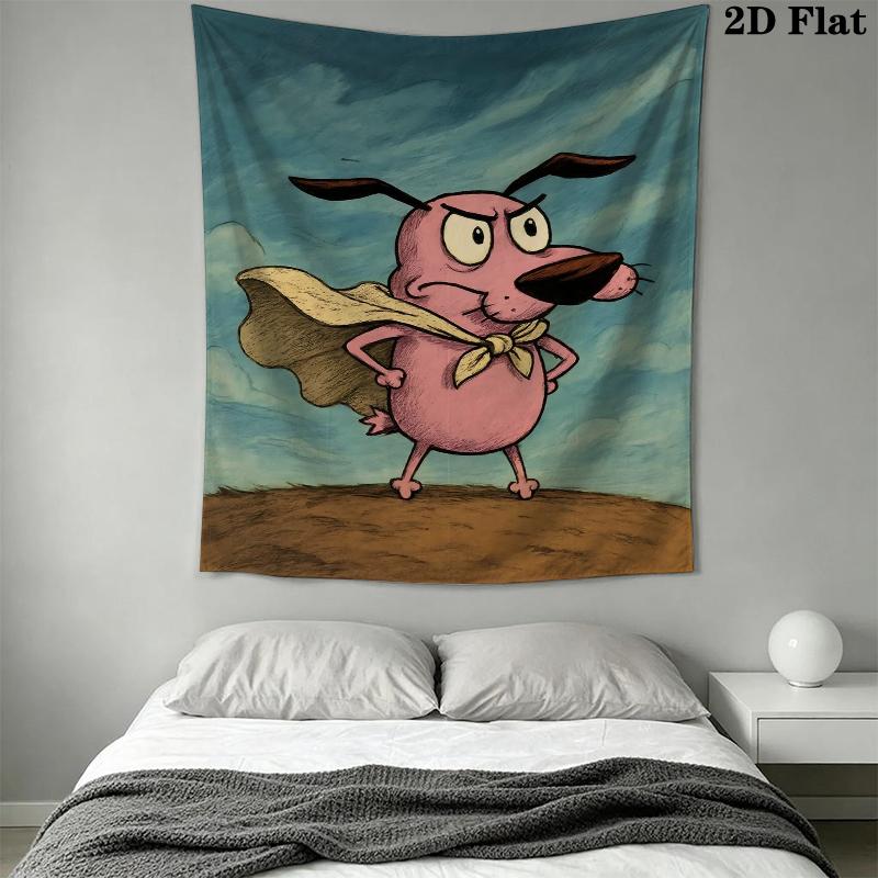 Courage the Cowardly Dog Wall Tapestry Aesthetic Wall Hanging Printed Fabric Blanket Decorative Tapestries for Bedroom Living Room Home Decor
