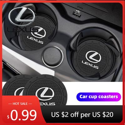 Interior Stickers 2Pcs Car Water Cup Mat Rubber Anti Noise Coaster Accessories For F-SPORT ES RX NX LS UX LM LX GX LC RZ I