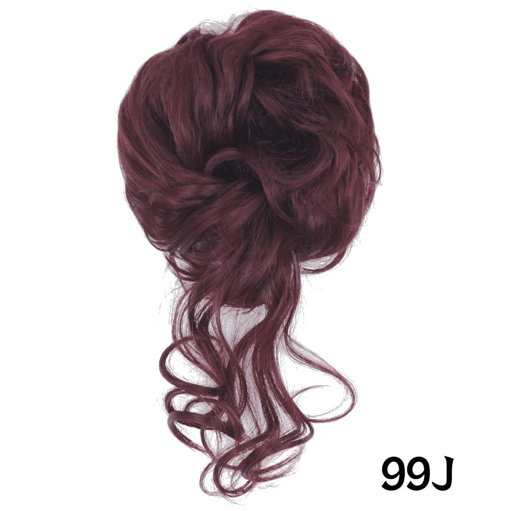 MERISIHAIR Damen-Haarknoten aus Kunstfaser, unordentlicher Chignon, lockiges Haar, elastischer unordentlicher Chignon für Damen, Haarteile, Schwarz, Braun