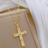 Luxurious Diamonds Encrusted Crucifix Necklace Adjustable Length Chain Accessory For Everyday Or Evening Wear