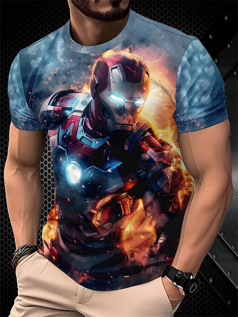 Men's Fashion Short-Sleeve T-Shirt 3D Print Iron Man Deadpool Captain America Spider-Man Superhero Fans T Shirt