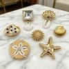 Gold-Toned Shell Shoe Charm, Ocean Themed Summer Shoe Decoration, Seashell Starfish Shoe Charm for Clogs Women Girls Beach Vacation Accessories