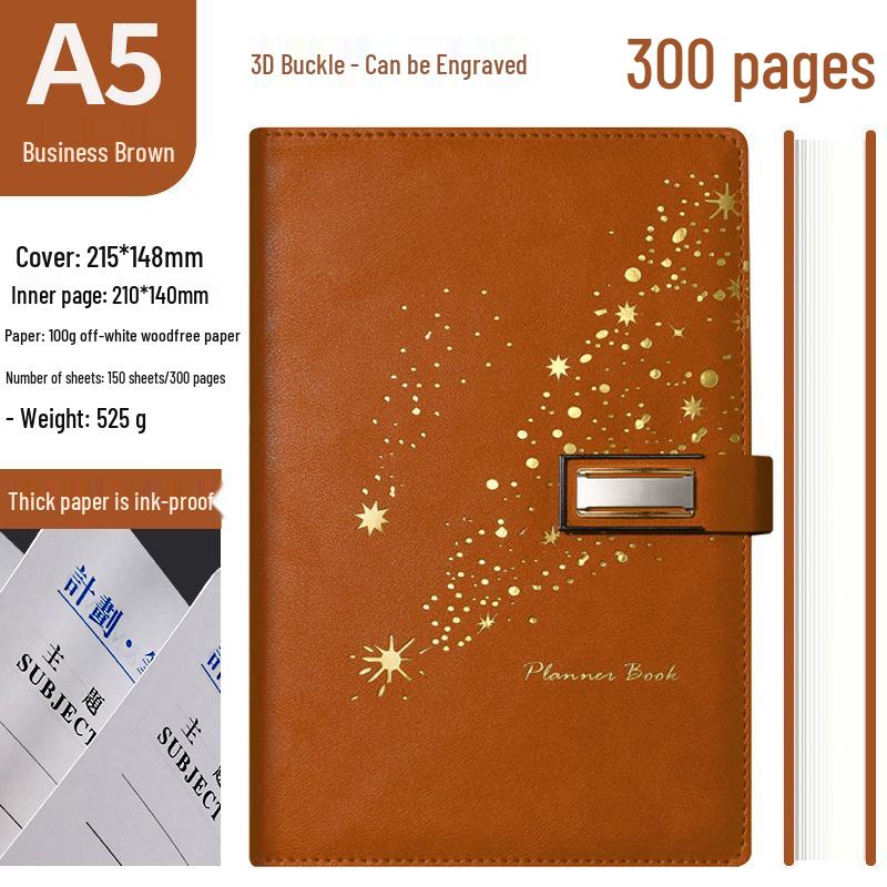 Set de regalo de cuaderno Star Double Line 2026: Libro de registro de reuniones de negocios y oficina de mayor grosor