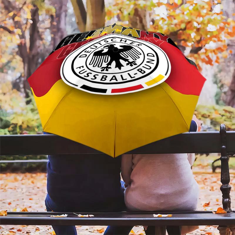 1 PC Automatic Folding Umbrella - Germany National Football Team Pattern Portable Foldable Design With 8 Ribs Christmas Birthday Gifts