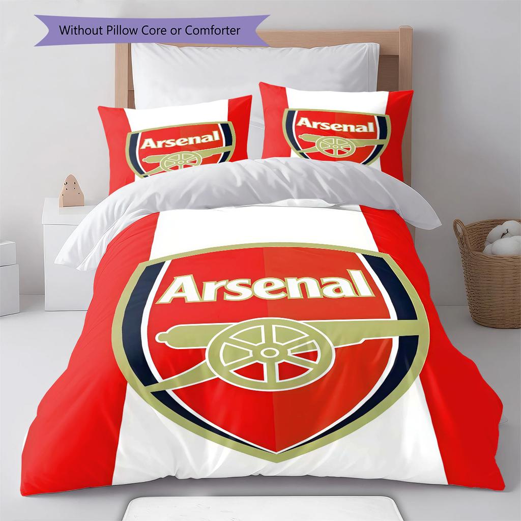 Logo The Gunners Zestaw pościeli z kołdrą Poszewka na kołdrę Poszewka na poduszkę Dekoracja domu Prezent urodzinowy (1 * poszwa na kołdrę + 2 * poszewki na poduszki, bez rdzenia)