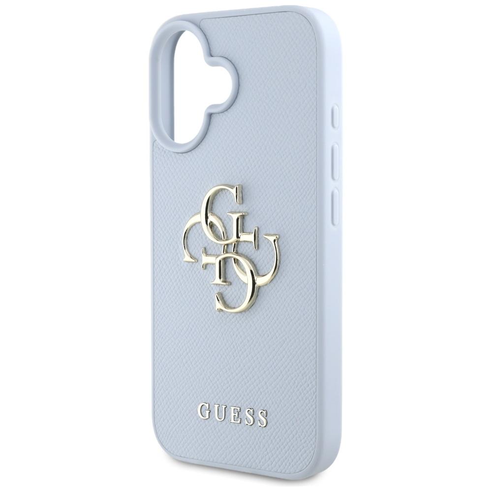 Guess Grained Big 4G Logo Small Classic Logo Hülle für iPhone 16 blau