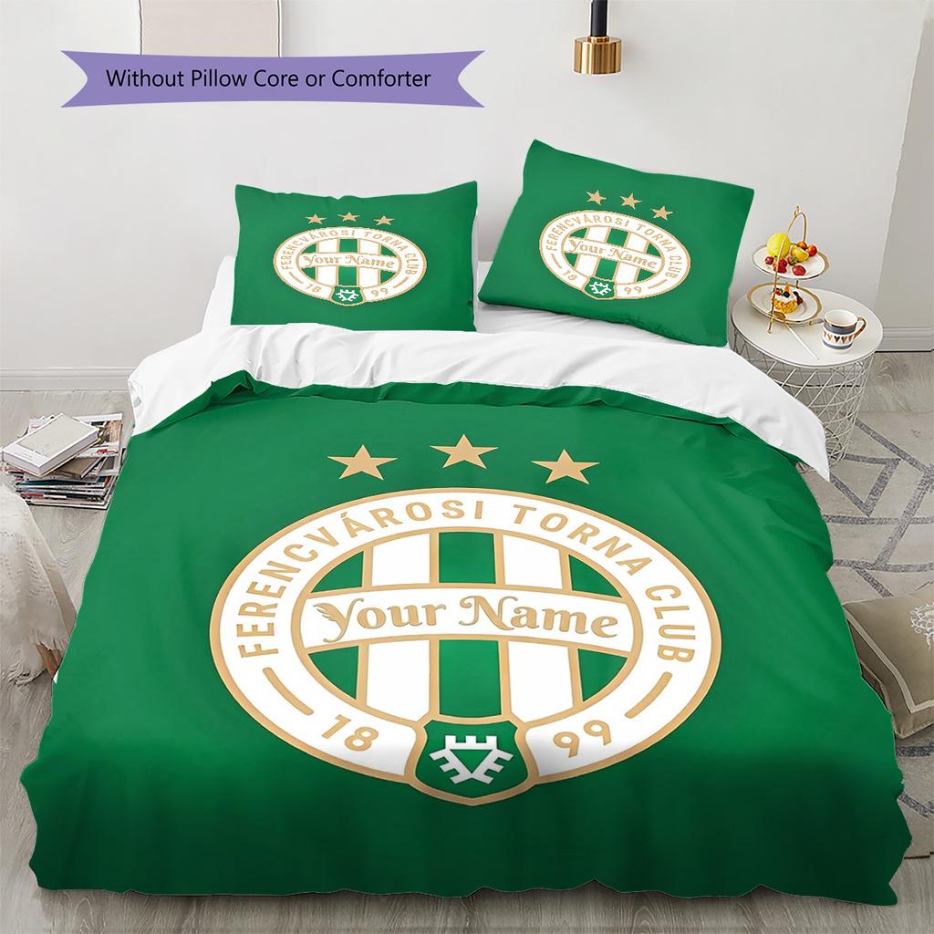 Ferencv Rosi Torna Club Flag Custom Name Pattern Bedding Quilt Set Quilt Cover Pillowcase Home Birthday Gift(1 * duvet cover + 2 * pillowcase, without