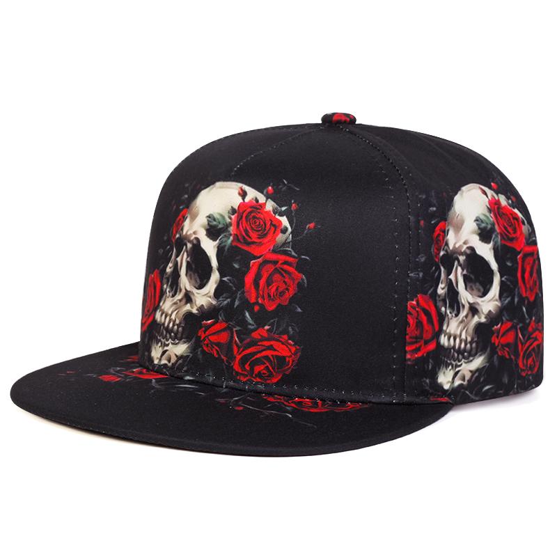 

2025 Creative New Flat brimmed Hat Printed Skeleton Street Personalized HipHop Hat Daily Decoration Sunshade Baseball Hat Unisex