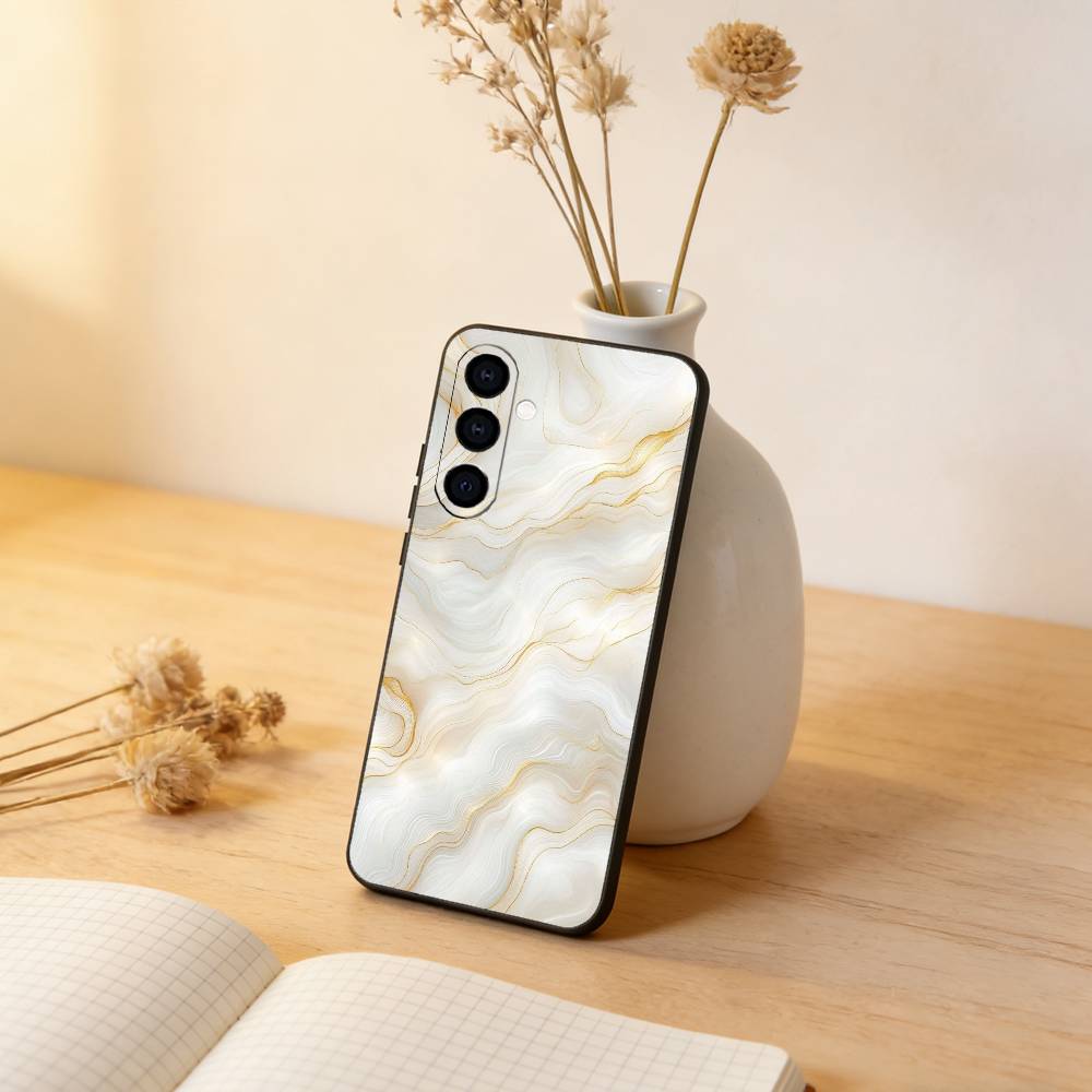 B-Black Gold Marble Art Phone Case For Samsung Galaxy A73,A72,A71,A70,A53,A52,A51,Others Soft Black Cover
