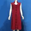Women V Neck Solid Color Dress High Waist Sleeveless Midi Dress Streetwear