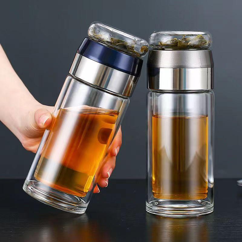 High Borosilicate Glass Tea Water Bottle Double Layer Infuser Tumbler with Tea Filter Drinkware Tea Cup for Brewing Storing Tea