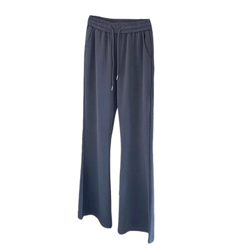 Gray Versatile Thin Pants Women's Casual Pants Spring and Summer New Drawstring Elastic High-waisted Trousers