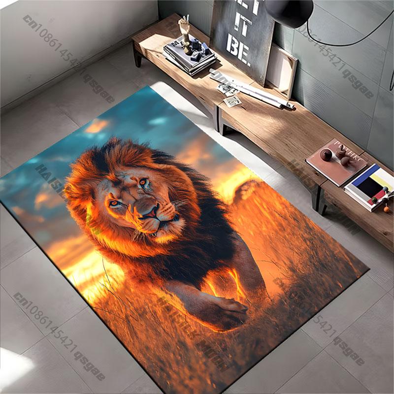 Majestic lion in golden sunset carpet Yoga living room room decor children's crawling mat doormat area rug games mat
