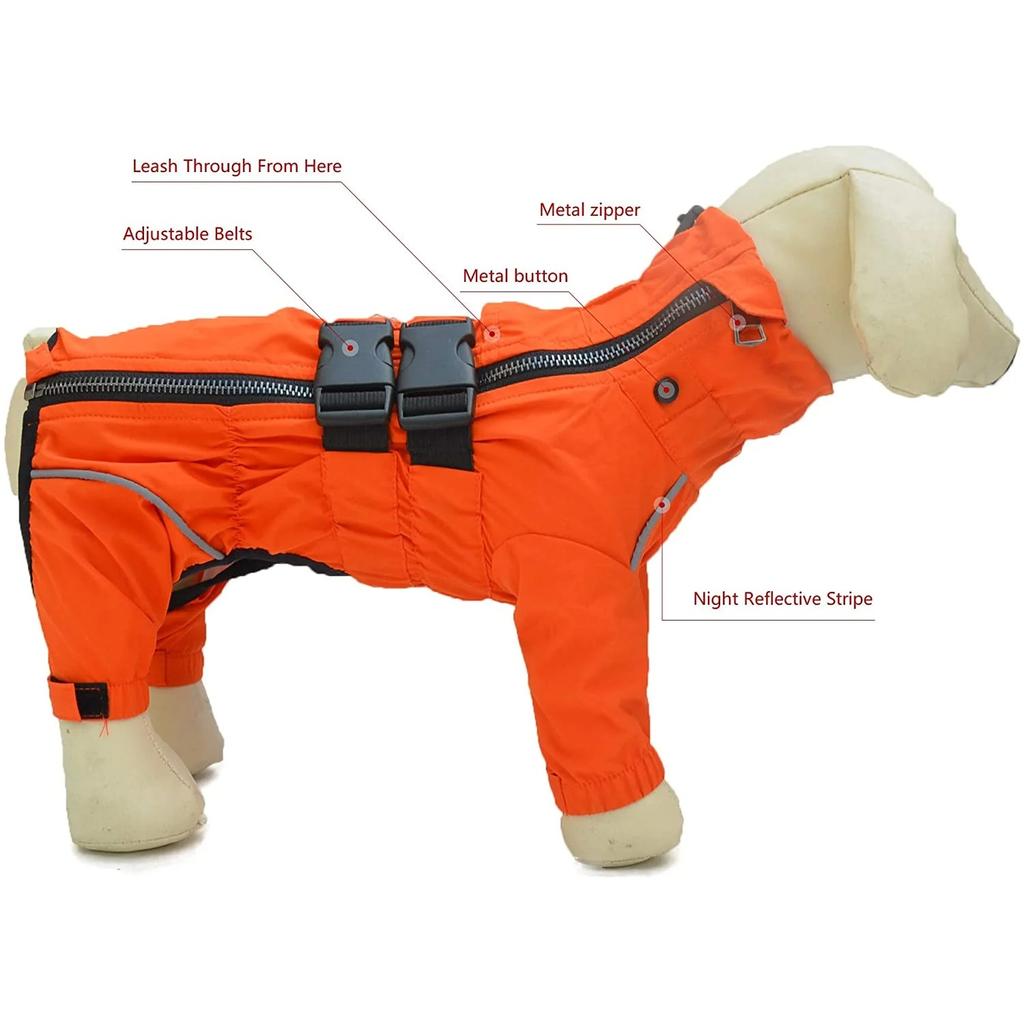 Waterproof Jacket, Lightweight Reflective Safety Dog Raincoat Windproof Snow-Proof Dog Vest for Small Medium Large