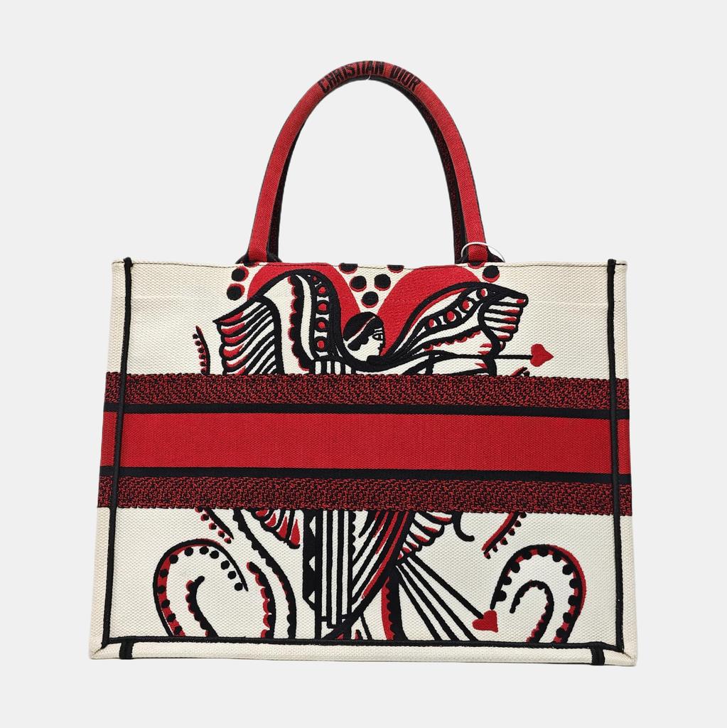 [Pre-Owned] Book Tote Cupid Pattern Embroidered Print Tote Bag - Excellent #FIM8H