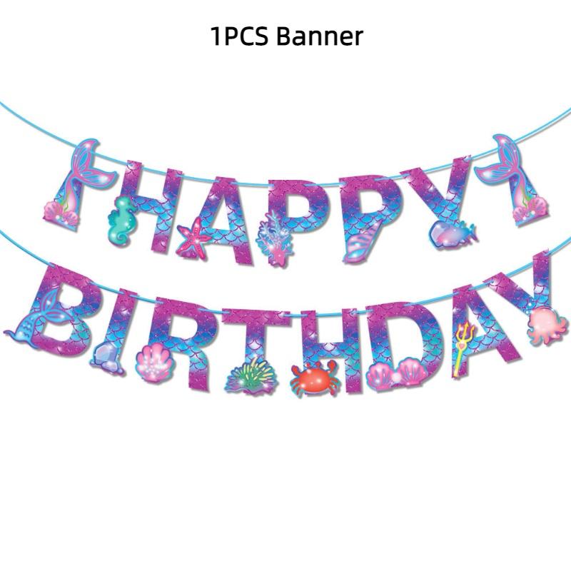Mermaid Themed Birthday Party Decorations Beautiful Mermaid Birthday Banner And Cake Toppers