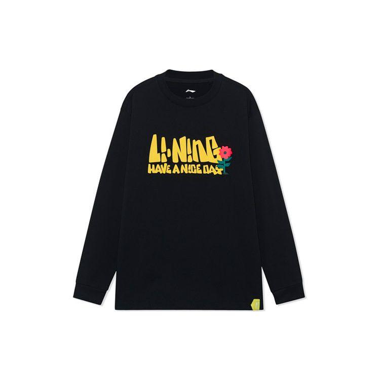 

Li Ning Городская Серия для Активного Отдыха Футболка с Логотипом, Круглым Вырезом, Свободного Кроя, с Длинным Рукавом, Унисекс Топы Черный AHSR985-3 L