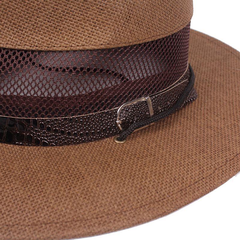 Straw Hat Men's Mesh Breathable Summer Sun Protection and Shading Fishing Beach Outdoor Hat Big Eave