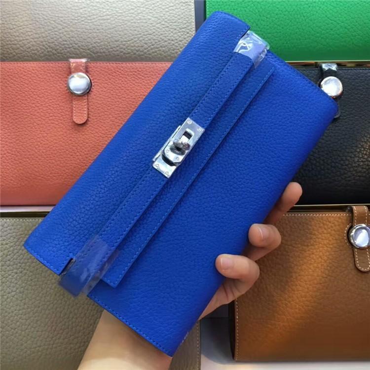 Новая сумка-клатч-кошелек из натуральной кожи первого слоя с узором TOGO модель KL 20x25x12cm электрический синий 8790₽