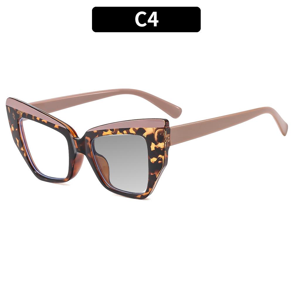 Brand Design Fashion Cat Eye Oversized Frame Photochromism Prescription Reading Glasses Women Anti Blue Light Hyperopia Eyewear