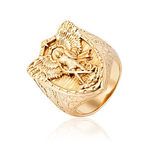 New Jewelry Archangel Michael Ring for Men Gold black color 316L Stainless Steel Band Male Gift Jewelry