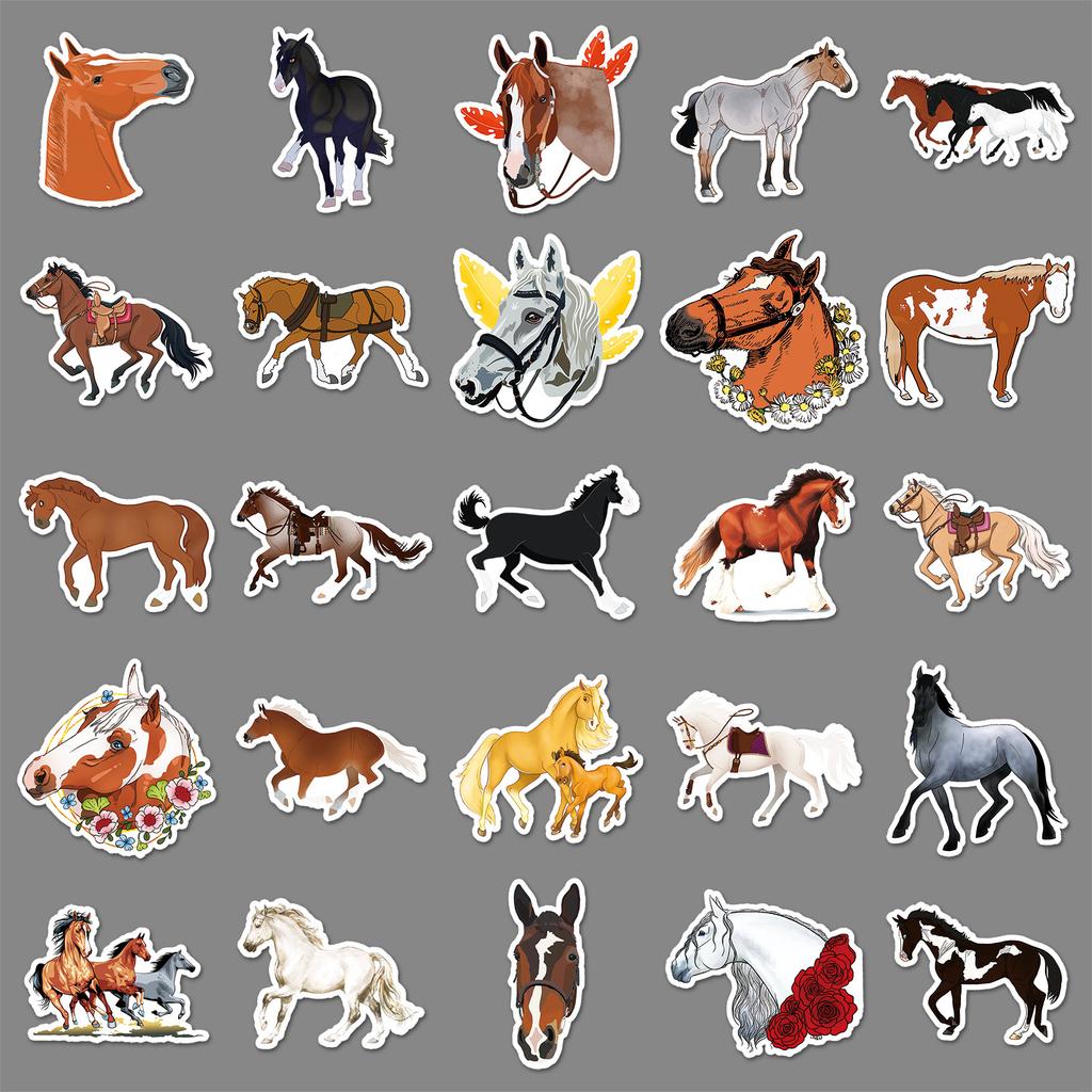 100 Horse Graffiti Stickers Personalized Cartoon Animal Creative Decorative Water Cup Mobile Phone Case Notebook Stickers