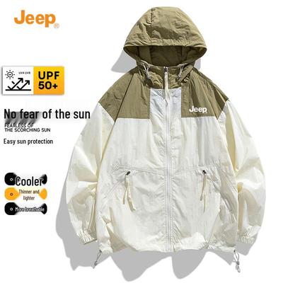 Jeep Lightweight Breathable UV Protection Color-Block Hooded Jacket