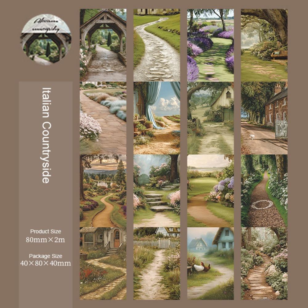 

Afternoon Countryside Rural Landscape Adhesive Tapes Adhesive Backing Retro Scrapbooking DIY Sticker Decorative Sticker