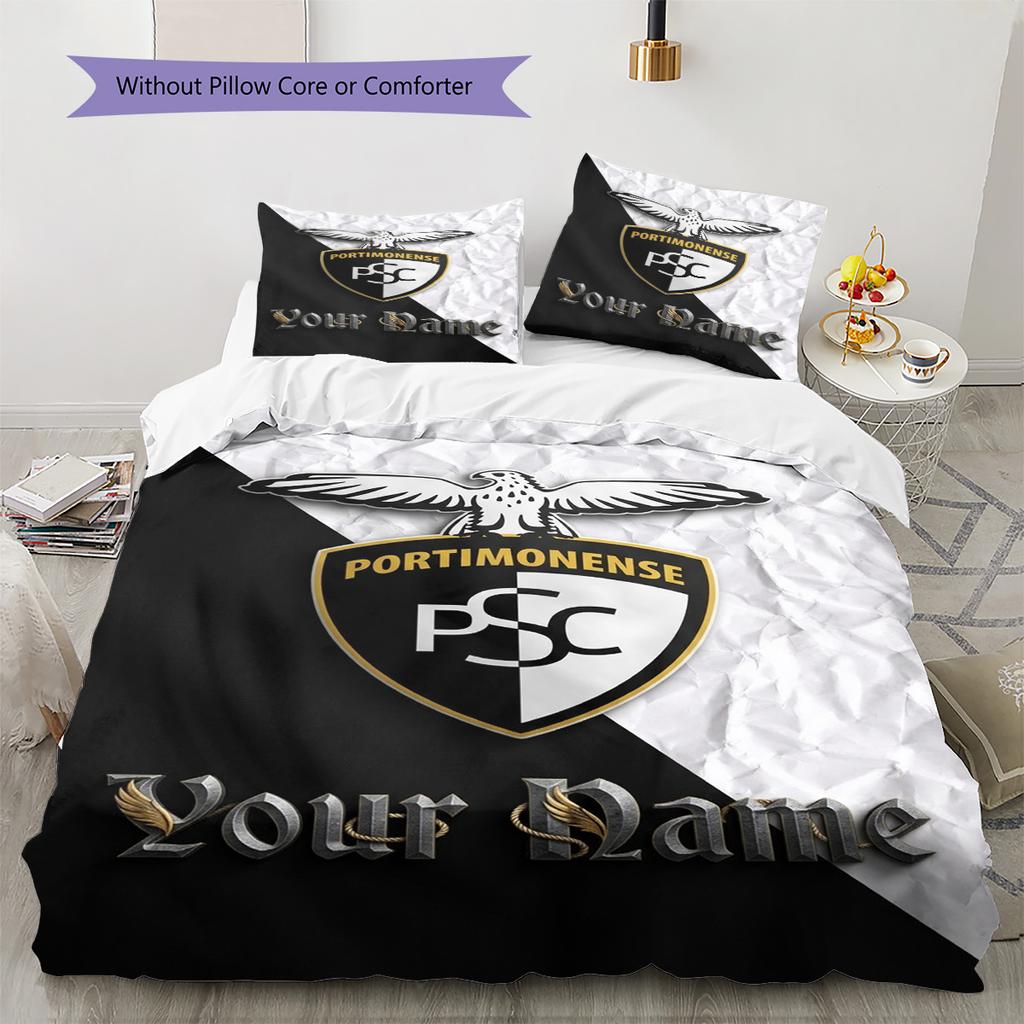Name Custom Portimonense SC Pattern Bedding Set Quilt Cover Pillowcase Home Decor Gift (1 * Duvet Cover + 2 * Pillowcase, Without Core)