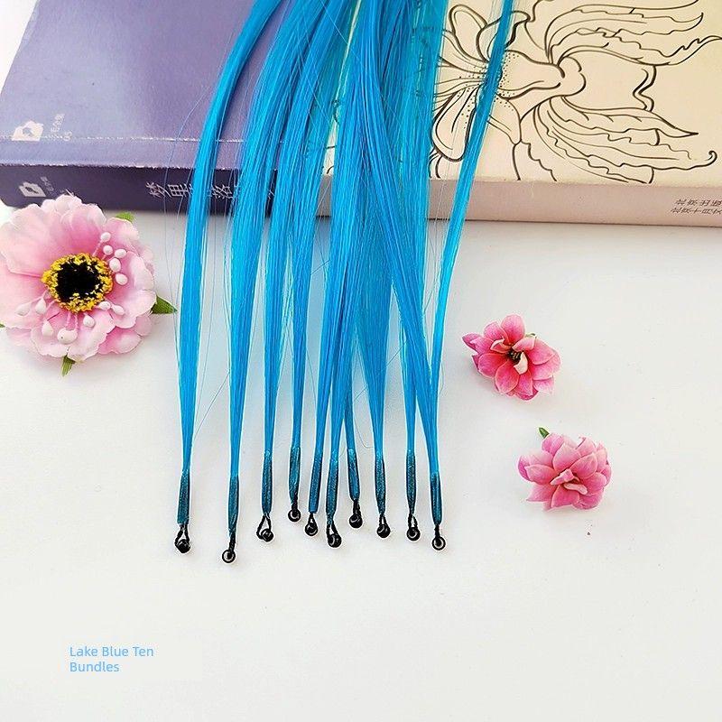 

Модный цвет, накладные волосы из высокотемпературного волокна с хайлайтами, для плетения по телу Lake Blue(A pack of ten with pliers)