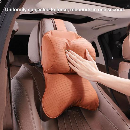 Car Neck Pillow Ergonomic Breathable Car Headrest Neck Cushion with Elastic Strap Adjustable Cervical Support Pillow for Neck Pain Relief