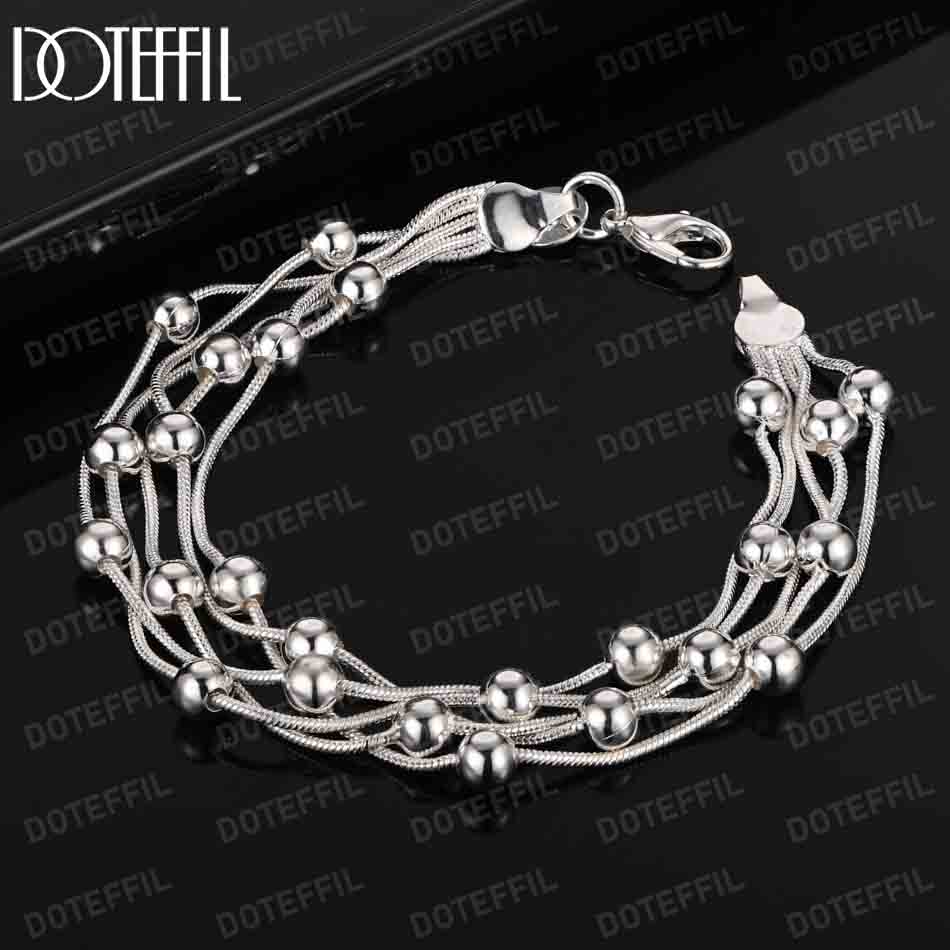 925 Sterling Silber Multi Schlange Kette Perle Armband Mode Hochzeit Schmuck