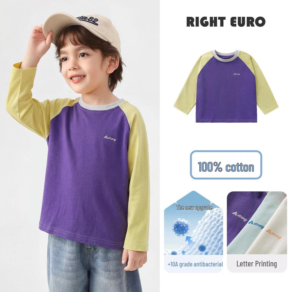 2026 Trendy Boys' Pure Cotton Long-Sleeve T-Shirt for Spring and Fall