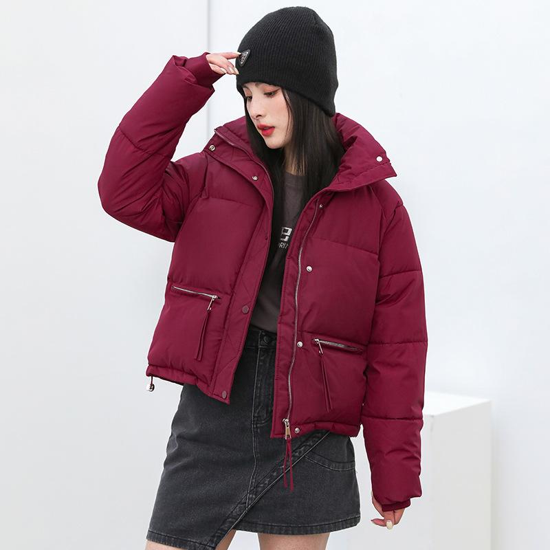 

Женская короткая зимняя куртка с хлопковым наполнителем, новая корейская версия, свободная, толстая, с маленьким воротником, для студентов. 2XL