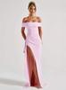 European and American women's clothing spring sexy one-word shoulder temperament elegant party dress split dress