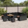 Ensemble de canapé de jardin 12 pièces vidaXL avec coussins Noir Poly Rattan Acacia, Ensemble de salle à manger de jardin 3 3365159