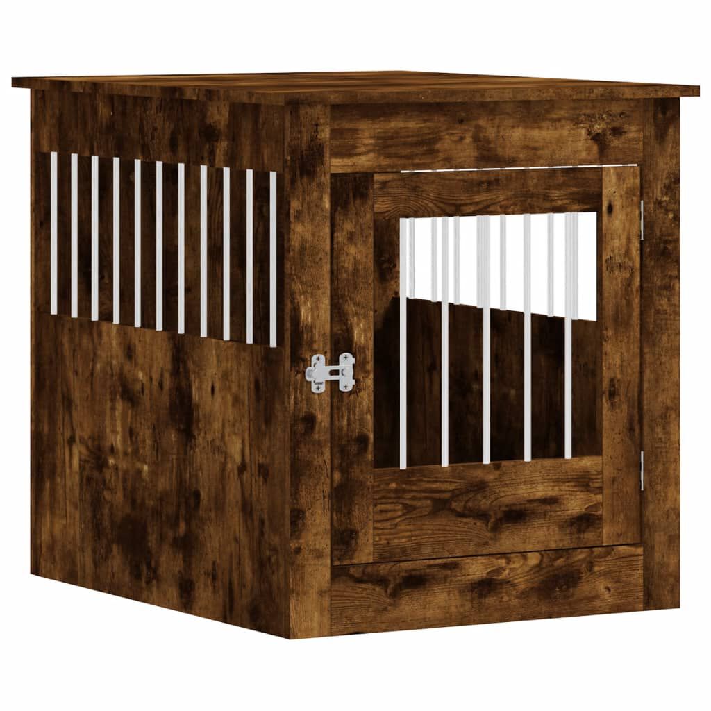 vidaXL Dog Crate Furniture Smoked Oak 64.5x80x71 Cm
