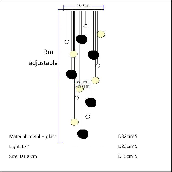 Nordic Minimalist Staircase Chandelier Bubble Glass Light Luxurious Living Room Family Kitchen Restaurant Celing Pendant Lamp