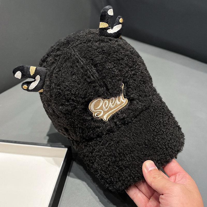 

Милая шапка с рожками, бейсболка из овечьей шерсти, осенне-зимняя женская универсальная, сладкая, теплая, мультяшная шапка Regular style (about 58cm)