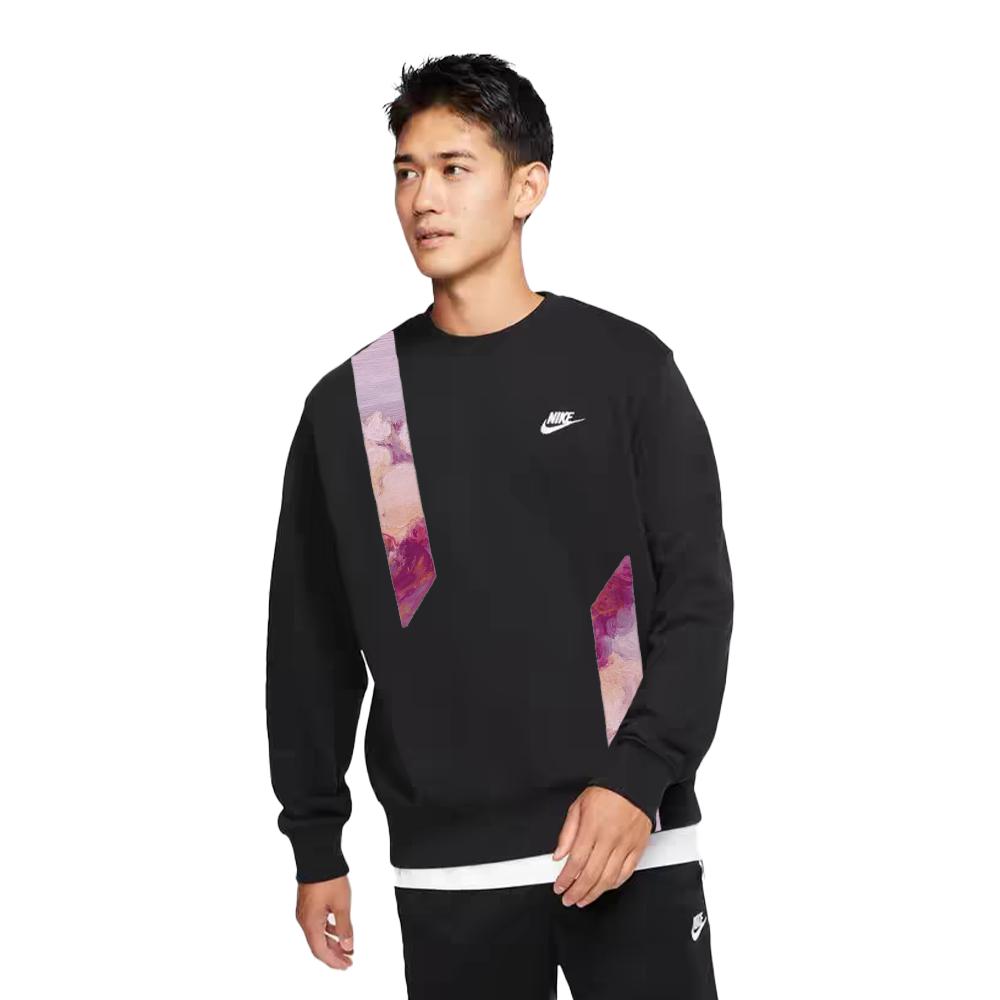 Nike Outdoor Sports Warm Versatile Purple Mist New Chinese Style Letter Logo Round Neck Sweatshirt Unisex Sweatshirt Black BV2667-010(TEAM702-A15)